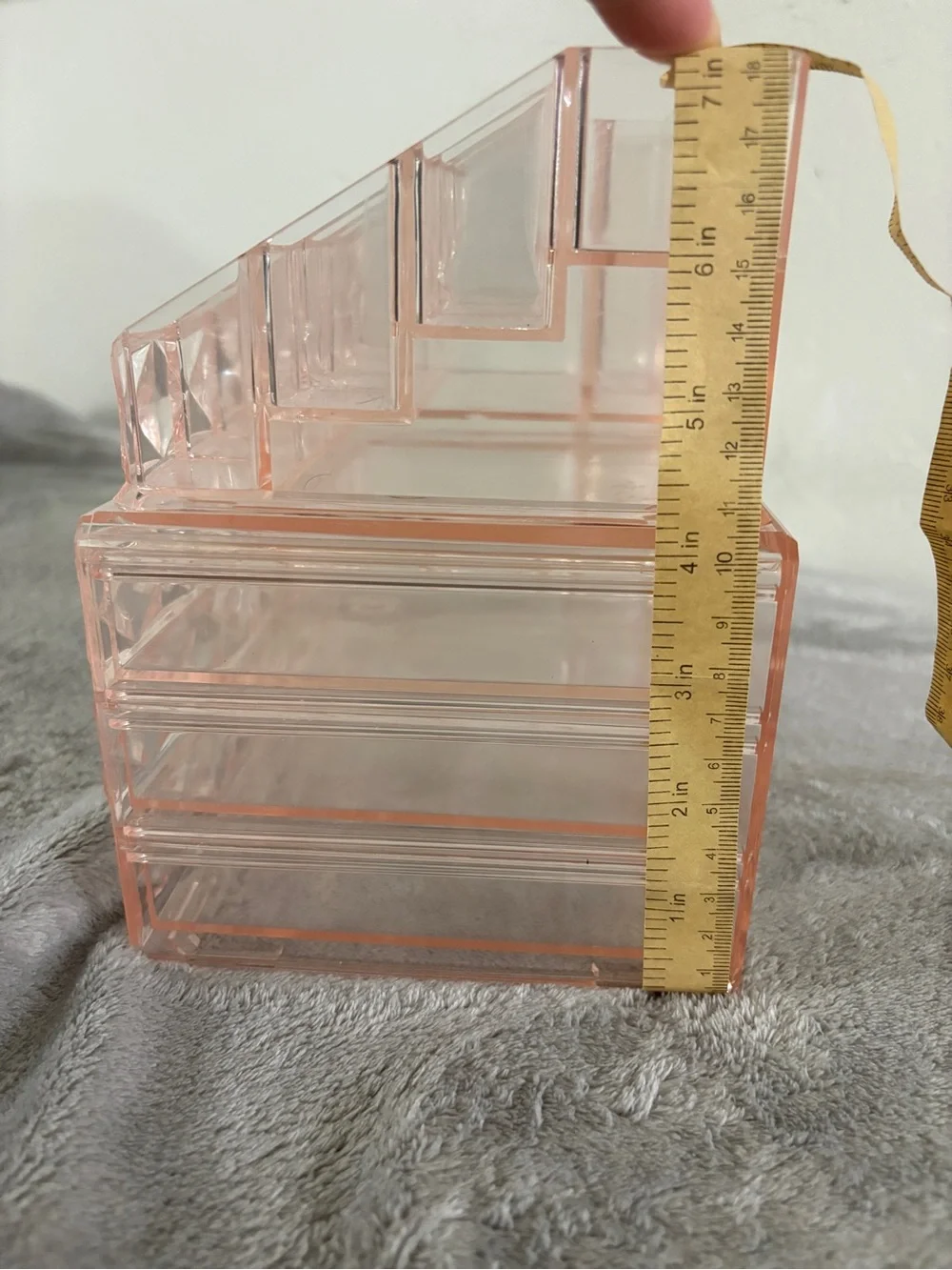 Clear Pink Acrylic Makeup Organizer Set - 2 Piece